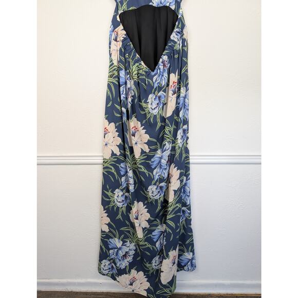 Anthropologie d.RA Maxi Dress Santorini Floral Tropical Boho Blue Cream Size L - Picture 9 of 13